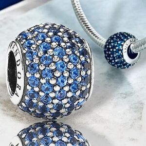 Pandora Sterling Silver Pavé Lights Charm With Blue Nano Crystals Retired